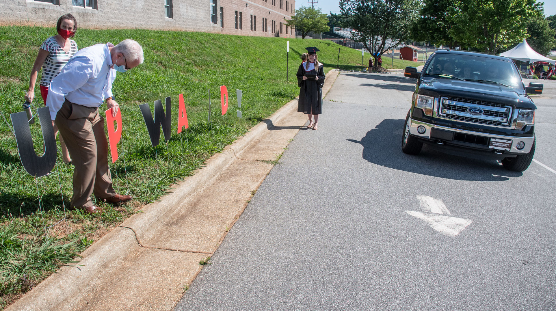 Northwest Guilford High School's drive-thru graduation